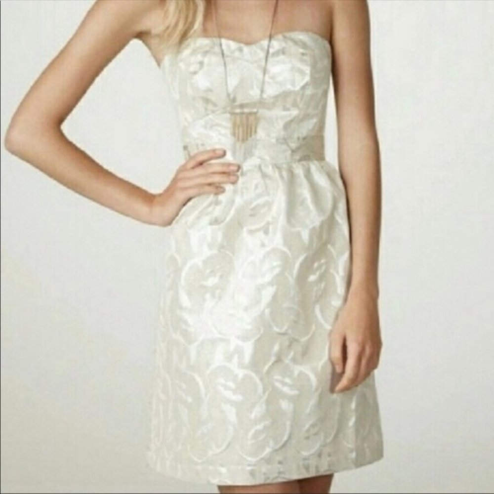 AEO | 8. Metallic Cream Sweetheart Strapless Dress